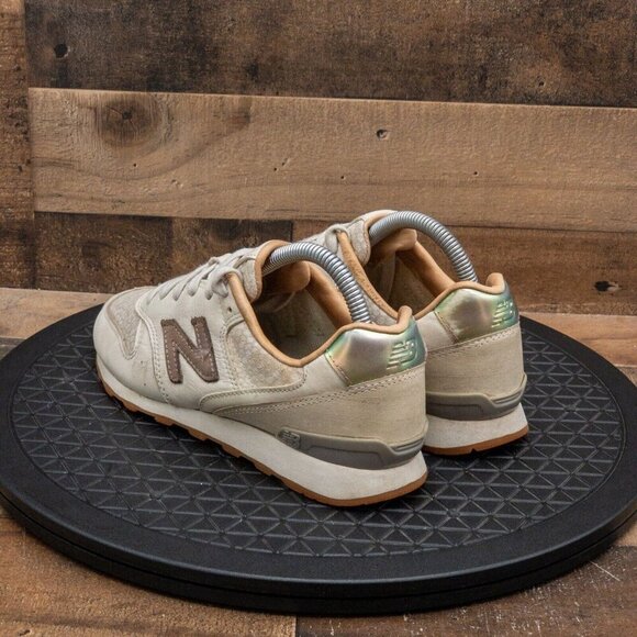 NEW BALANCE 696 WOMENS ATHLETIC SHOES RETRO SNEAKERS CREAM LEATHER SIZE 7.5B - Picture 6 of 9